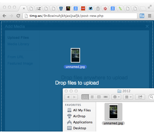 Drop files anywhere to upload